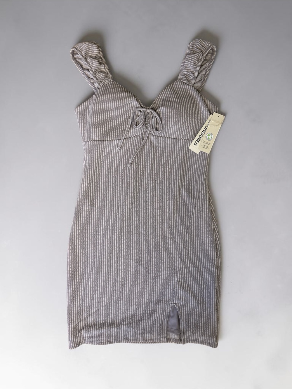 Ribbed Tie-Front Bodycon Dress in Light Purple